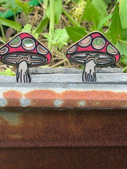 Hand Painted Mushroom Decor