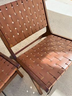 Gently used Wood and faux leather Chairs