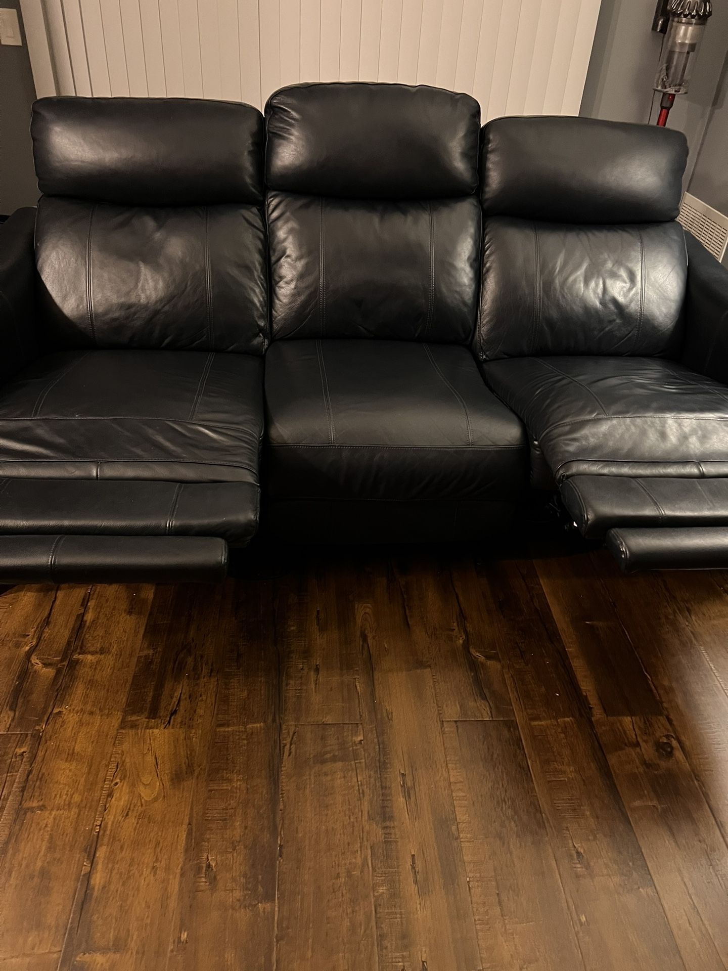 Blue Leather Recliner Sofa