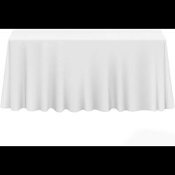 White Linen-look Tablecloths By Lann’s Linens 90 X 132 Inches For Wedding, Banquet 
