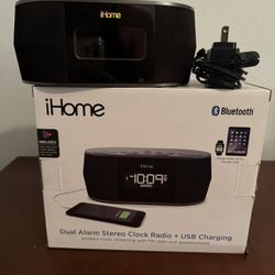 iHome Bluetooth Dual Alarm Clock Radio + USB Charging (Excellent Condition)