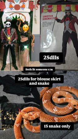 Variety of costume- spiderman, victoria secret Angel, zohan, goddess, snake and zebra costume. Marie Antoinette and friend costume. Halloween accessor