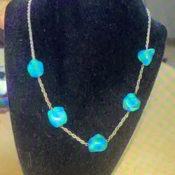 Turquoise and silver chain 20 Selling It For $50