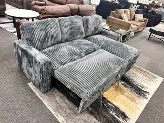  Sectional w/Sofa bed features plush corduroy fabric
