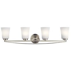 Kichler 4 light brushed nickel, satin etched cased opal glass
