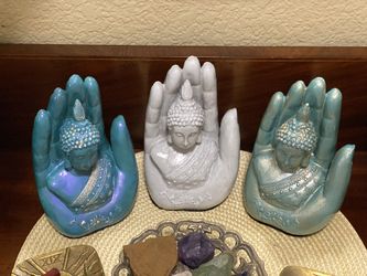 Cast Stone Handmade Buddha Palm Statues