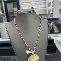 Cuban Chain Two Tones With Photo Pendant 