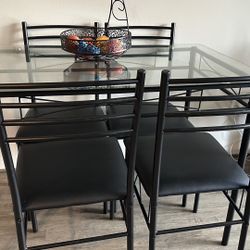 Tempered Glass Dining table With 4 Chairs 