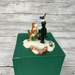 Rare Vintage Porcelain OWELL Christmas Village accessories Dog Bird water pump house holiday decor