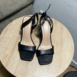 Square Tow Black Heels Size 9