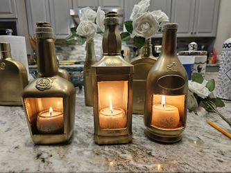 Liquor Bottle Candle Holder Wedding Decorative Accent Piece