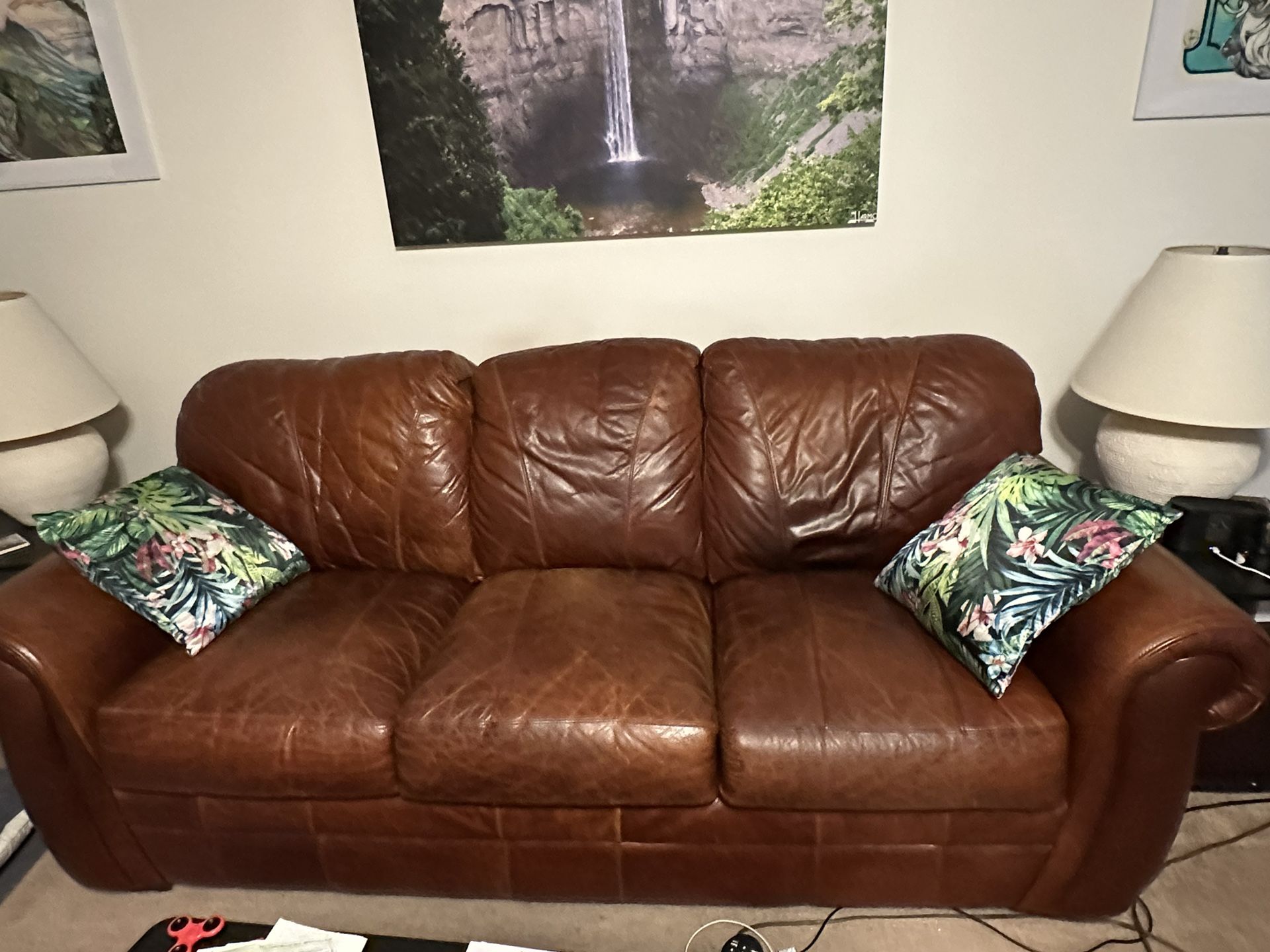 Leather Couch Free. Must Go Now!