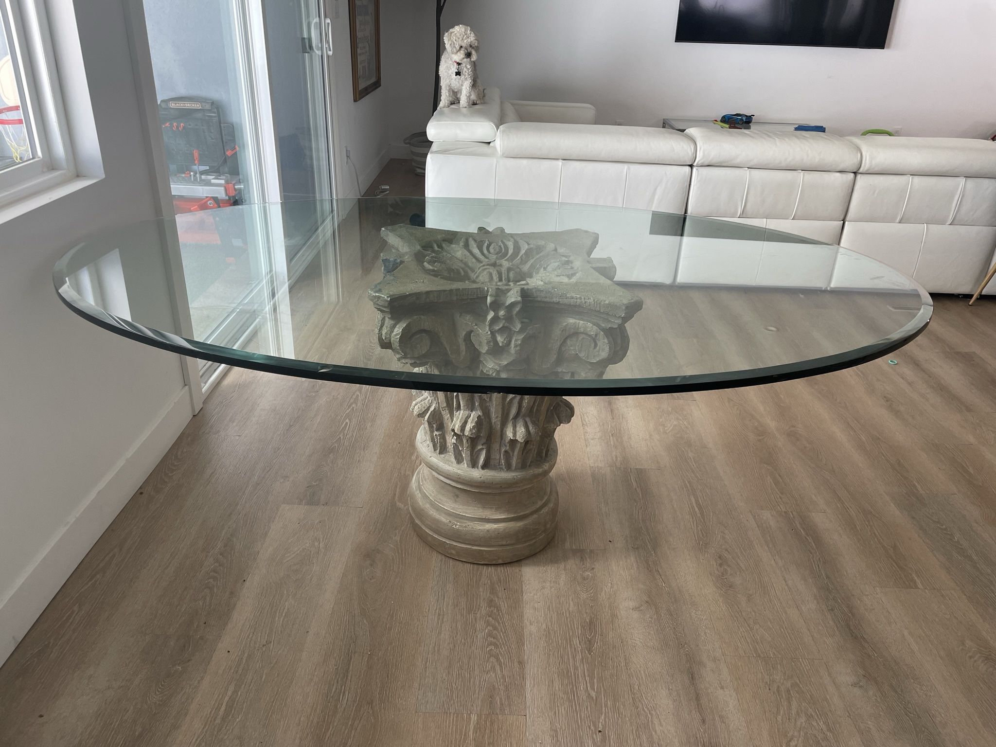 Glass Table With Pedestal Base