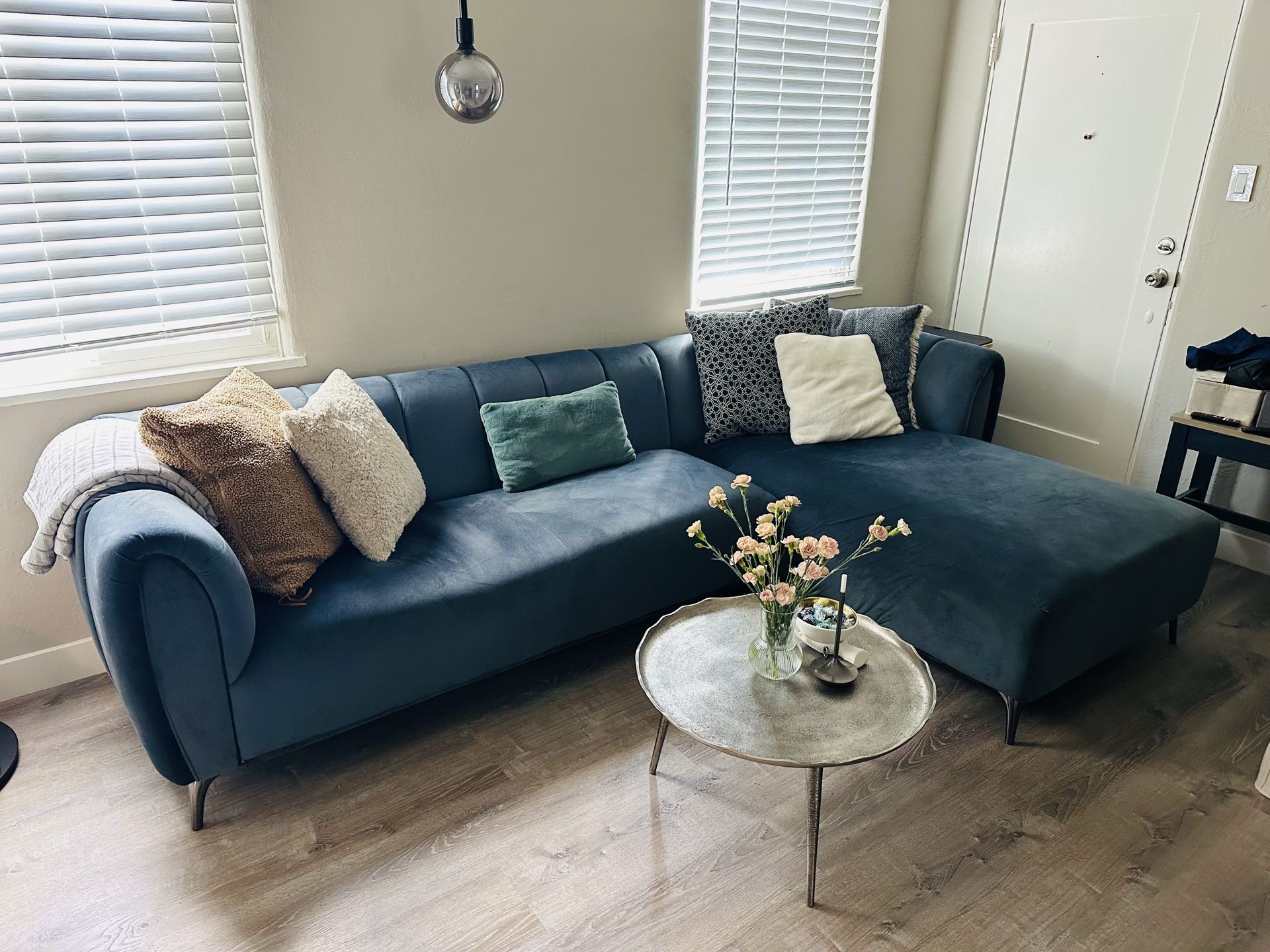 Modern Blue-Gray Sectional Sofa (L-shaped) - Excellent Condition