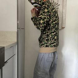 bape-hoodie ,camo lime-green