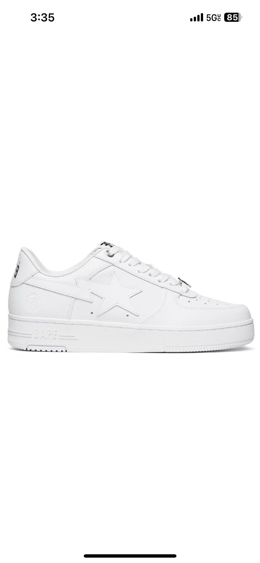 A Bathing Ape Bape Sta White Size 9.5 Brand New
