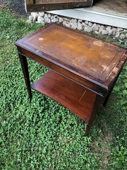 2 antique wooden side tables . $45 for both