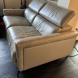 Lucas Leather Power Recline Loveseat (Grey)