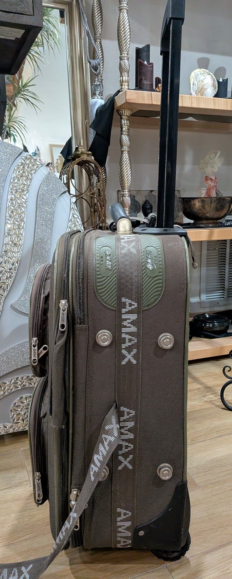 American Tough Traveling Luggage Green Coloration With Multi Compartments.