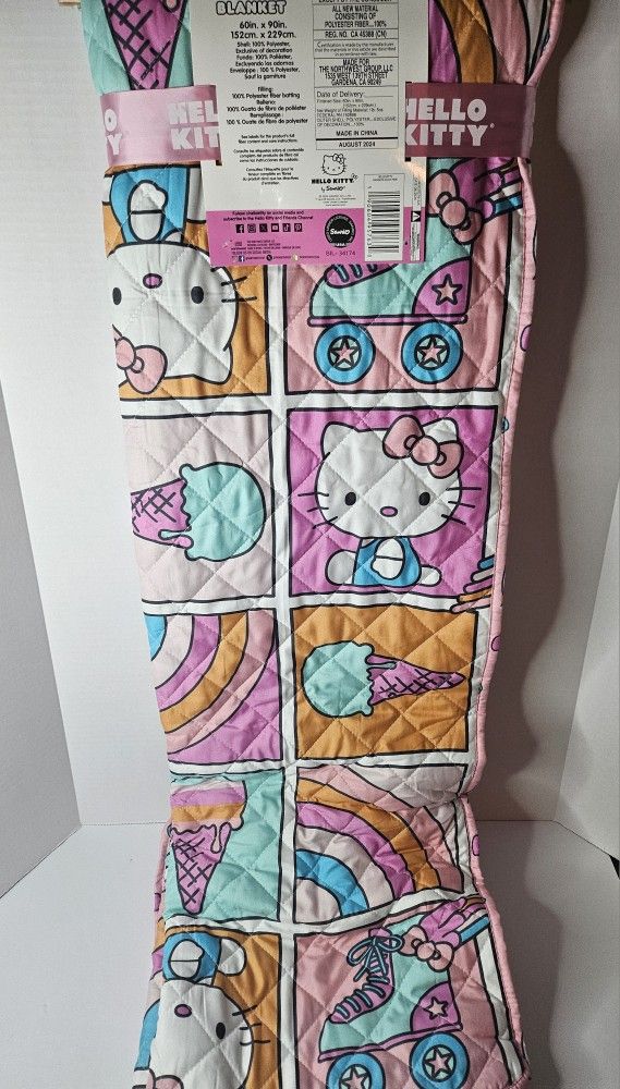 Hello Kitty TWIN Quilted Blanket 60 X 90