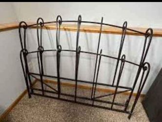 Pier1 , black wrought iron, king size sleigh headboard and footboard