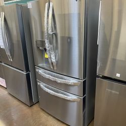 French style four-door refrigerator LG 36 inch wide stainless steel with door in door feature