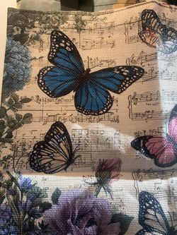 Butterfly Floral Print Canvas Tote Bag