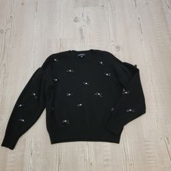 Calligraphie Black Sweater with Bow Details