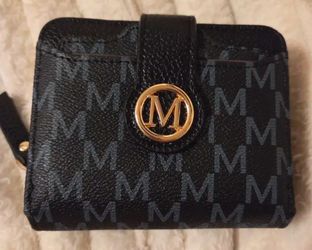 WOMEN'S BLACK MINI MONOGRAM FASHION WALLET
