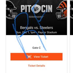 2 Ticket to Steelers @ Bengals 12/1