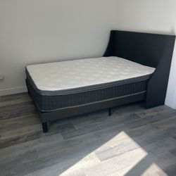 Dark Grey Bed Frame (Queen Size — Mattress Not Included)