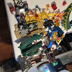 Fisher Price Geo Trax Geotrax Train Track Mixed 100 + Pcs - Car Signs Bridge