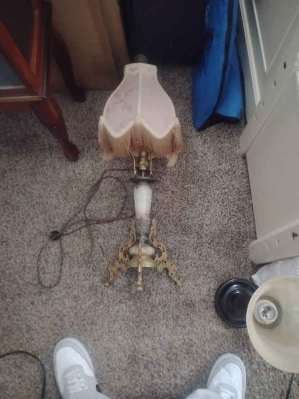 Antique Vintage Lamp Brass Marble Base 1920s