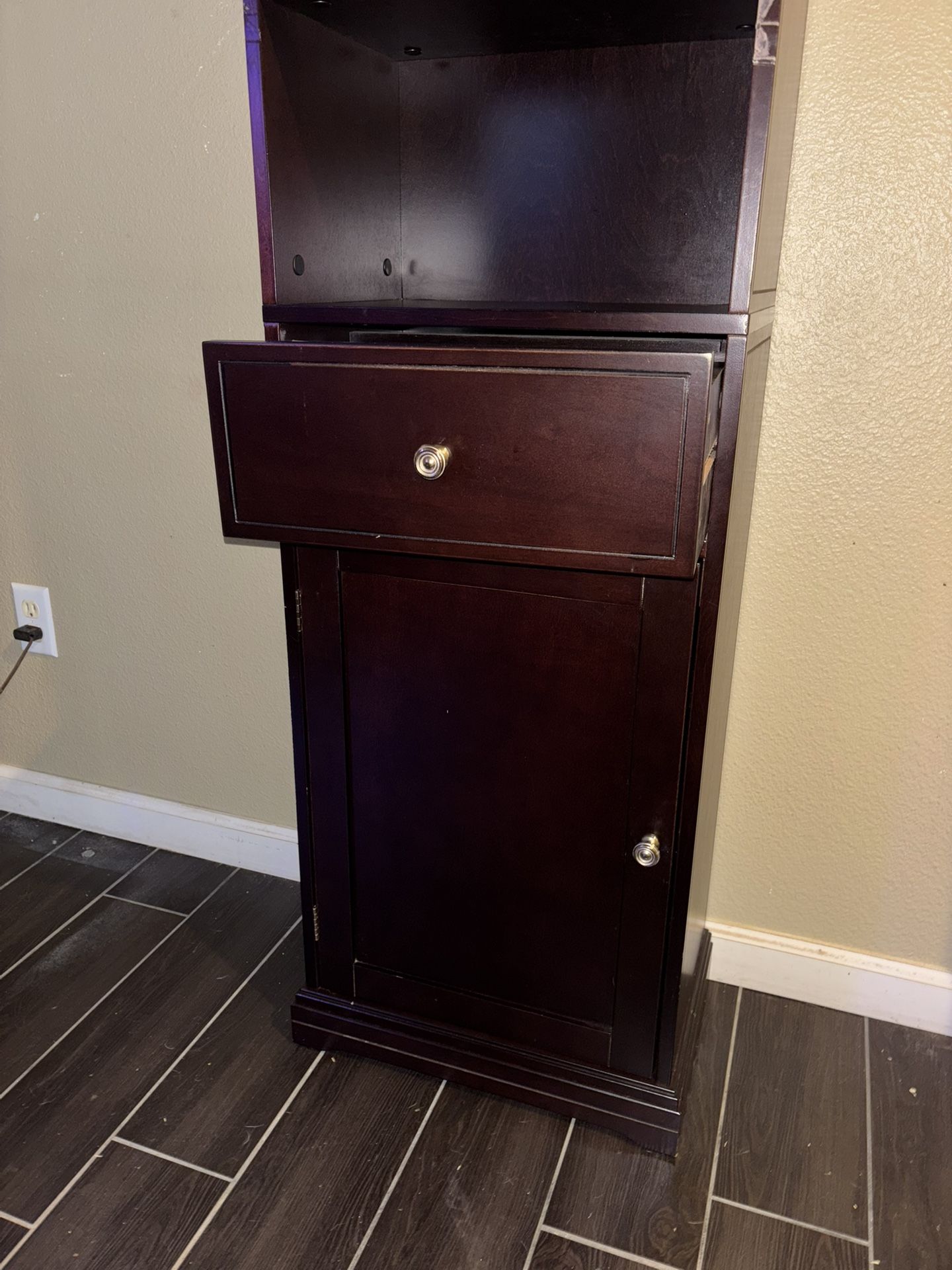 Dark Wood Book/ Display Shelf With Drawer