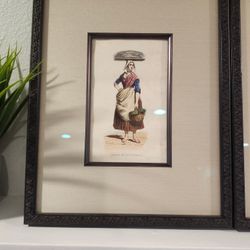 Antique 1840s French hand-colored lithographs (set of 5, framed)