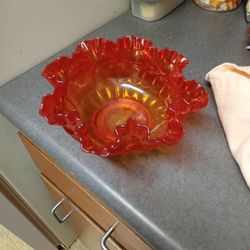 Thumb Print Vintage Glass Bowl