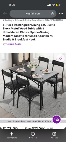 Table set with 4 chairs
