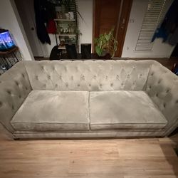 Macys light aqua green/blue couch