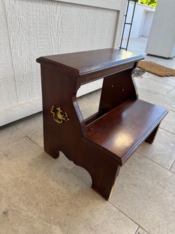 Wooden Two-Step Bed Step Stool
