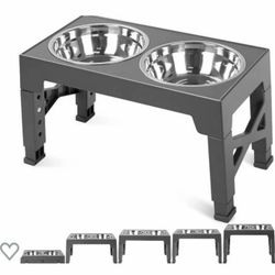 Elevated Dog Bowl Pet Feeder Stainless Steel Raised Food Water Stand w/2 Bowls
