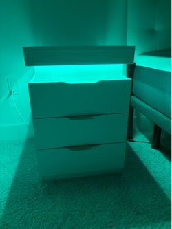 Modern White LED Nightstand - Good Condition