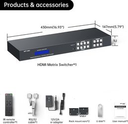 MT-VIKI 4x4 HDMI Matrix Switch 4K30Hz Web GUI RS232 LAN #1747Q R6