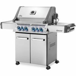 NAPOLEON Legacy Prestige 500 4-Burner Natural Gas Grill in Stainless Steel with Infrared Burners and Rotisserie Kit with Cover