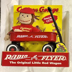 Brand New Curious George Monkey Stuffed Animal Radio Flyer Red Wagon