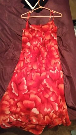 Red floral summer dress
