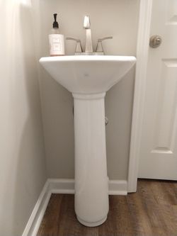 16"  Pedestal White Sink