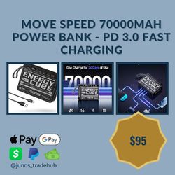 MOVE SPEED 70000mAh Power Bank - PD 3.0 Fast Charging