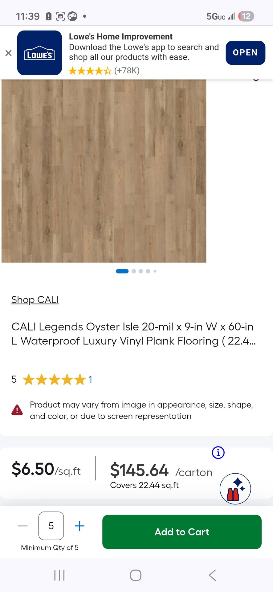 CALI Legends Oyster Isle Luxury Vinyl Plank Flooring – 20mil Wear Layer, Waterproof, 90 Sq Ft/Box