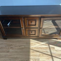 Sturdy Wooden TV Console Table with Drawers (59x20x25)