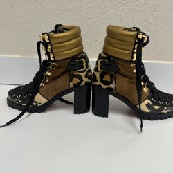 Christian Louboutin Suede Leopard Print Boots